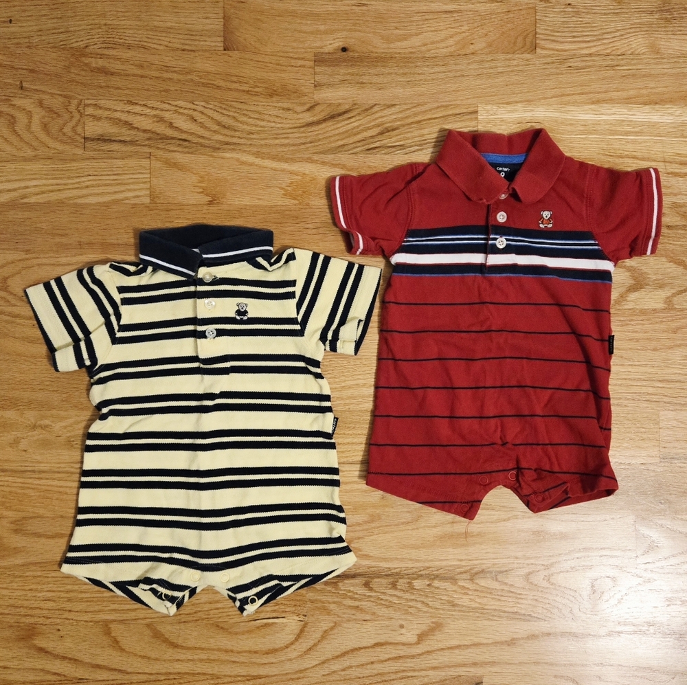 Carter's Infant Rompers, Set of 2, Red & Yellow/Navy, Size 9m